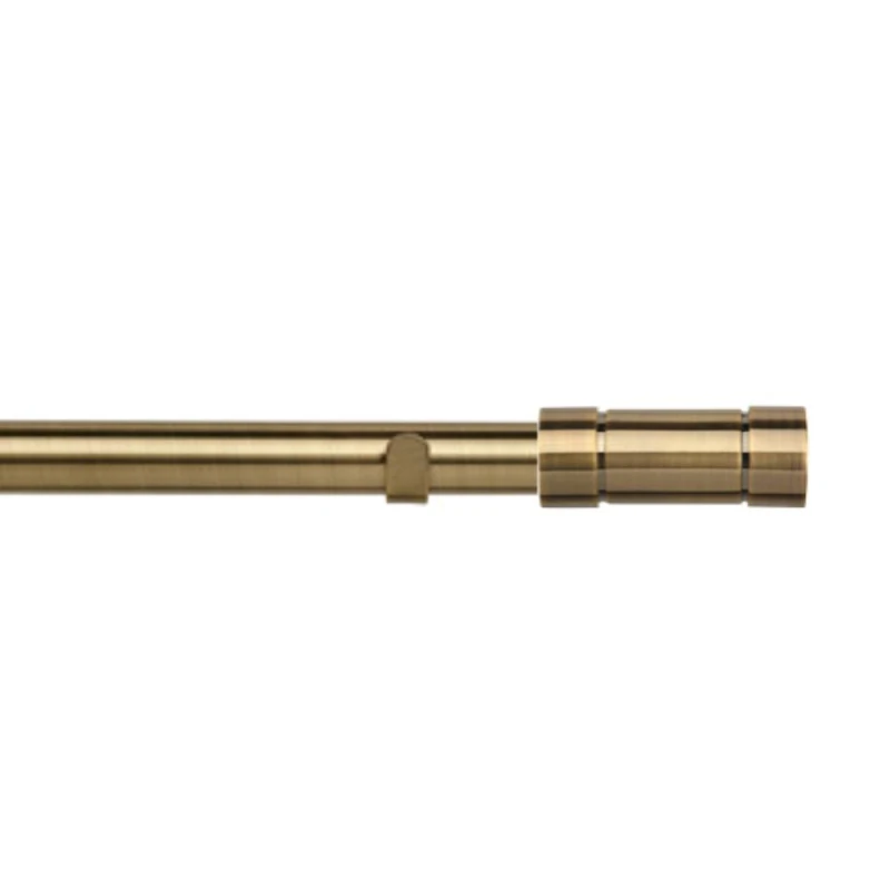 Image of New Edge Blinds 28mm Fixed Length Metal Eyelet Curtain Pole Set - Aspect Finial in Metallics Size: 170cm Metallics Unisex 170 cm