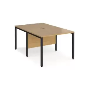 Image of Office Desk 2 Person Rectangular Desk 1000mm Oak Tops With Black Frames 1600mm Depth Maestro 25