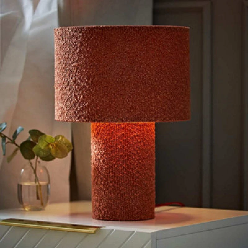 Image of ValueLights ValueLights Ash Warm Rust Full Fabric Boucle Table Lamp in Burnt Orange Burnt Orange One Size Unisex 5016529273400
