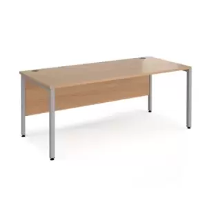 image of Office Desk 1800mm Rectangular Desk With Bench Leg Beech Tops With Silver Frames Maestro 25