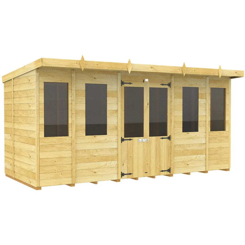 Image of Flat Pack Sheds DIY Sheds 14 x 5 Pent Summer House, Brown 14X5PSHFF
