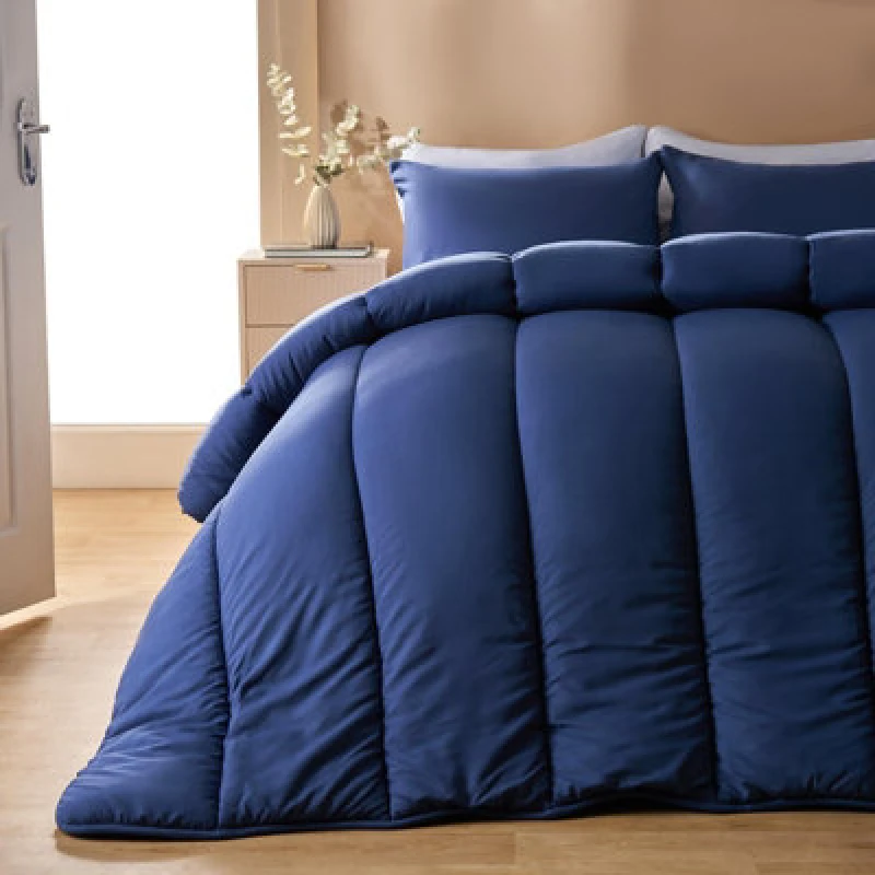 Image of OHS OHS Soft Coverless 10.5 TOG Duvet Set Pillowcase Quilted Cover in Mid Navy Size: Double Mid Navy Double Unisex 5027434235292