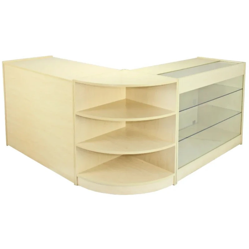 Image of Retail Counters Storage Shop Display Cabinets Glass Showcase Maple Shelves Titan
