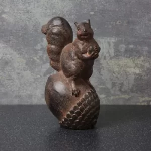 Image of Squirrel on Acorn Distressed Brown 15.5cm