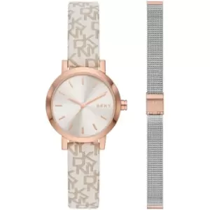 Image of Ladies DKNY Soho Three-Hand Stainless Steel Watch and Strap Set