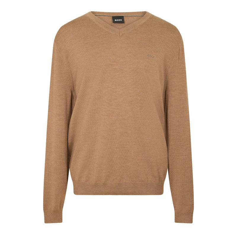 Image of Boss Mens Batisse E Knitted Top Medium Beige male S