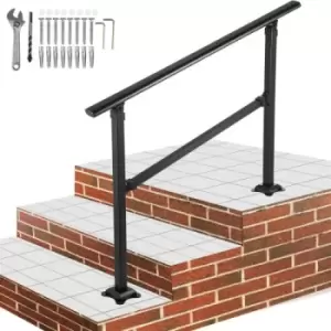 Image of VEVOR Outdoor Stair Railing, Fits for 1-3 Steps Transitional Wrought Iron Handrail, Adjustable Exterior Stair Railing, Handrails for Concrete Steps wi