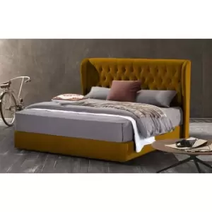 Image of Mariappa Bed King Plush Velvet Mustard
