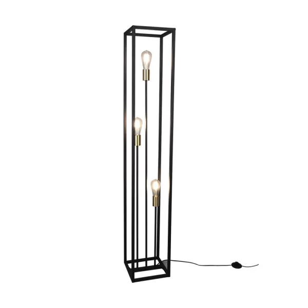Image of Vito Modern 3 Light Floor Lamp Black Matt with Footswitch
