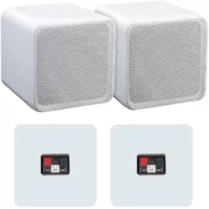 image of Pair of 4 ABS Bookshelf Speakers 80W 8Ohm White HiFi Surround Sound Home Cinema