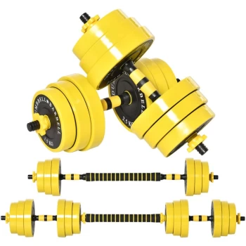 Image of 25KG Barbell & Dumbbell Set Fitness Exercise Home Gym Plate Bar Clamp Rod - Homcom