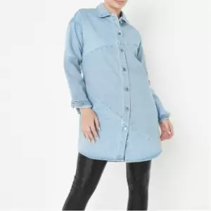 Missguided Colourblock Denim Shirt Co Ord - Blue