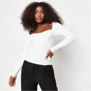 Missguided Tall Sweetheart Neck Rib Knit Top - Cream