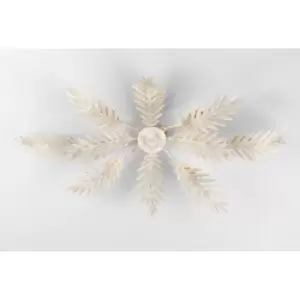 image of Felce 6 Light Feather Multi Arm Semi Flush Ceiling Lamp, Ivory