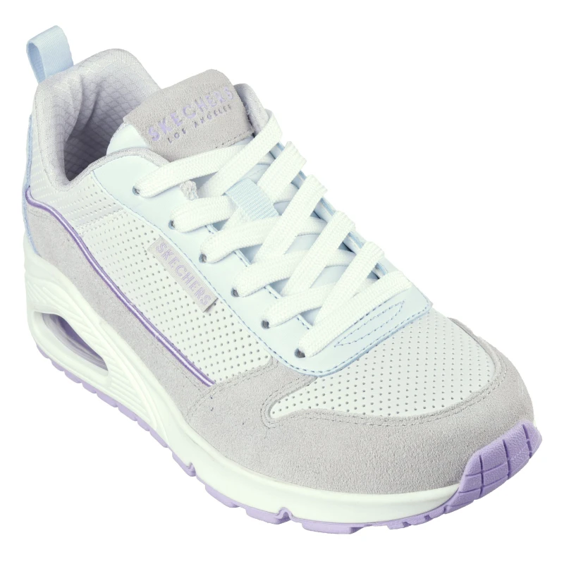 Image of Skechers Womens Suede Classic Low-Top Trainers Grey/Light Blue female 2 (35)