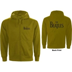 image of The Beatles - Drop T Logo Unisex Large Zipped Hoodie - Green