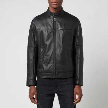 Image of Hugo Boss Josep Leather Jacket Black Size 48 Men