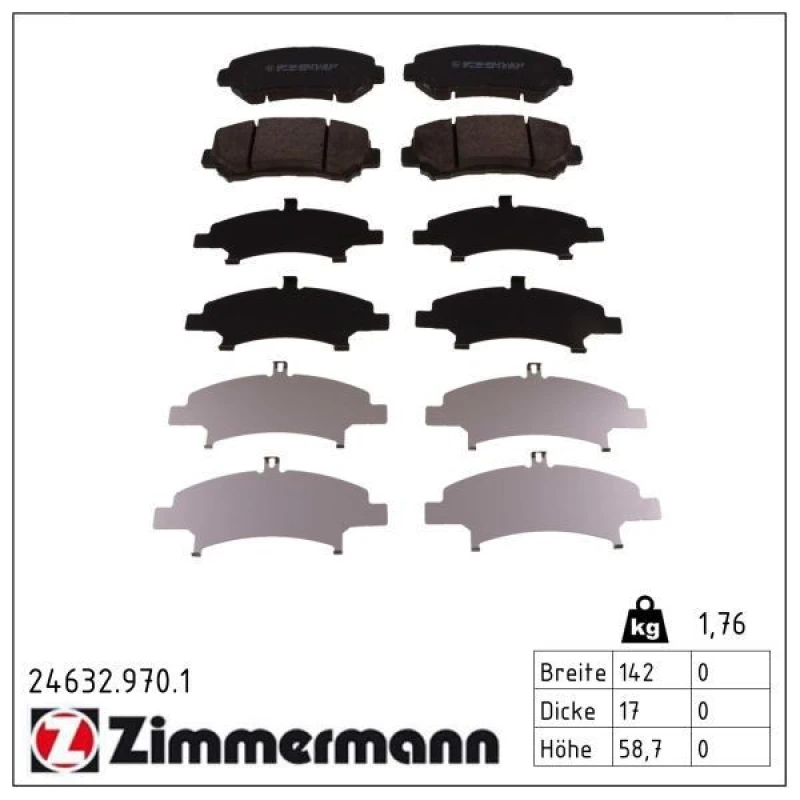Image of ZIMMERMANN Brake pad set ZIMMERMANN 24632.970.1