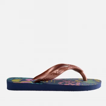 Image of Havaianas Kids Flores Flip Flops - Black, Blue & Gold - UK 12-13 Kids