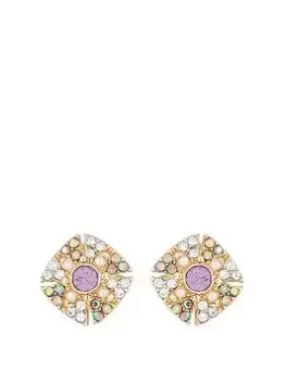 Image of Mood Rose Gold Purple And Pearl Halo Stud Earrings, Rose Gold, Women