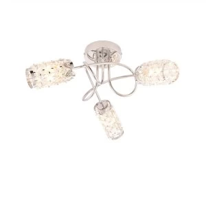 Image of 3 Light Bathroom Semi flush Chrome, Glass Detail IP44, G9