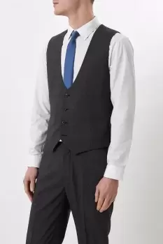 Image of Mens Slim Fit Charcoal Semi Plain Waistcoat