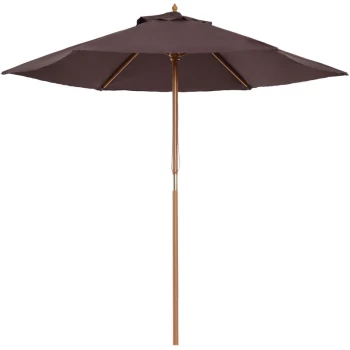 Image of 2.5m Wood Wooden Garden Parasol Sun Shade Patio Outdoor Umbrella Canopy New(Coffee) - Outsunny