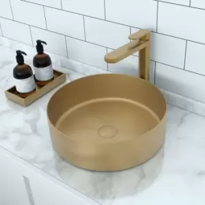 Image of Stainless Steel Brass Round Countertop Basin 400mm - Zorah