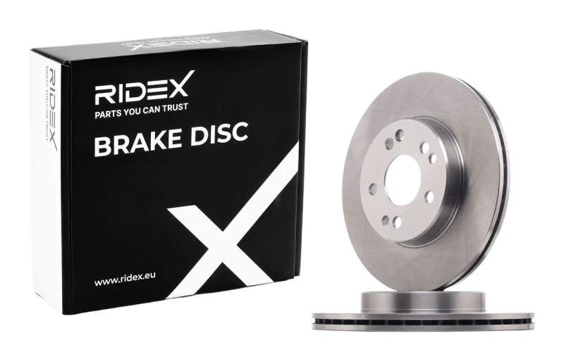 Image of RIDEX 82B0371 Brake disc Front Axle, Vented, Cast Iron, Uncoated, Untreated, without bolts/screws Cast Iron Brake Disc (82)