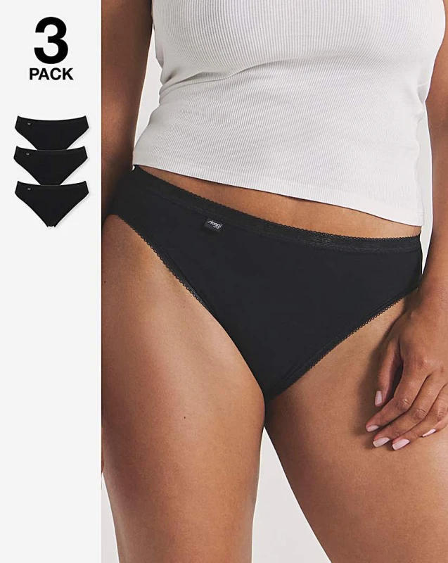 Image of Sloggi Sloggi 3Pk Tai Hi Leg Knicker Black - sloggi - Size: 16 Black Female 16 CN74503