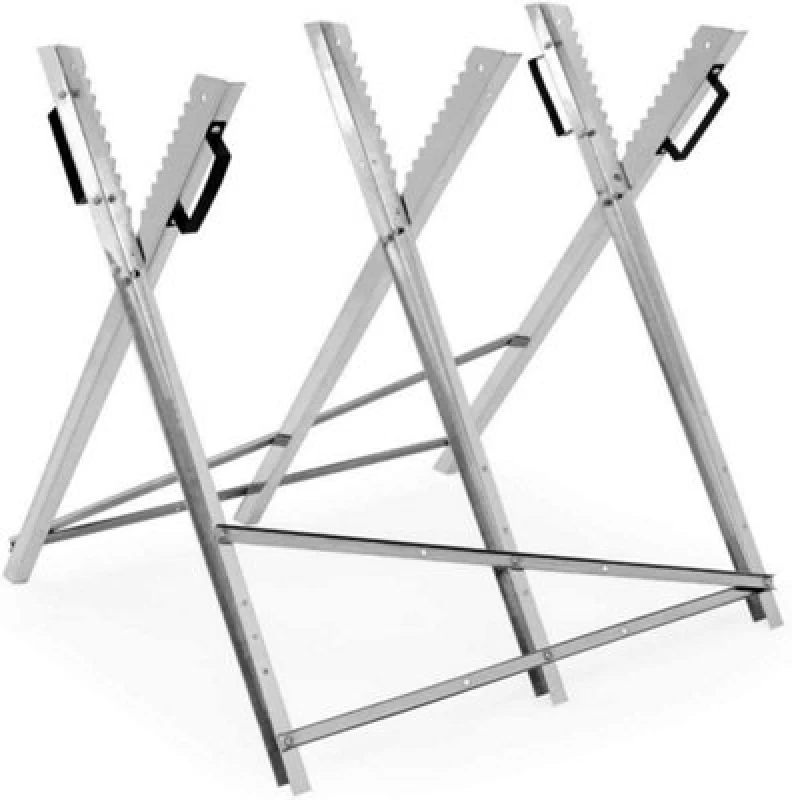 Image of Gr8 Garden Folding Chain Saw Horse Log Holder Sawing Cutting Stand Galvanized Metal Trestle