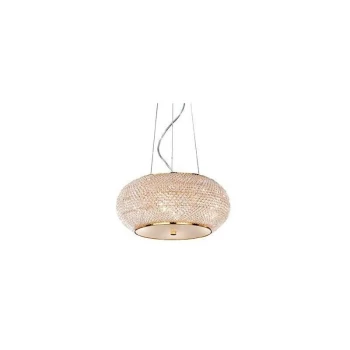 Image of Ideal Lux Pasha' - 6 Light Ceiling Pendant Gold with Crystals, E14