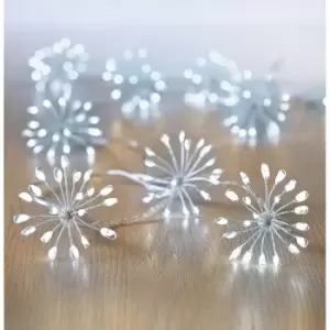 image of Starburst 600 White Cluster LED String Lights With Clear & Silver Cable