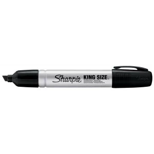 image of Sharpie KING SIZE Metal Permanent Marker Black with Medium Chisel Tip 6.2mm Line Pack of 12