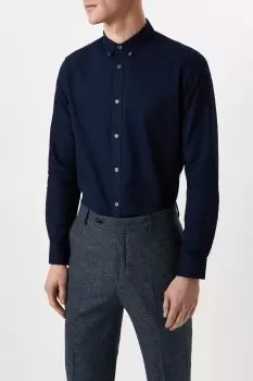 Image of Mens Navy Long Sleeve Oxford Shirt