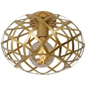 image of Lucide WOLFRAM - Flush Ceiling Light - Ø30cm - 1xE27 - Matt Gold, Brass