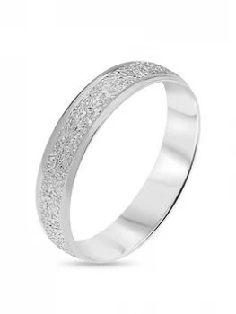 Image of Love GOLD 9ct White Gold Diamond Cut Sparkle 4mm D Shape Wedding Band, One Colour, Size H, Women