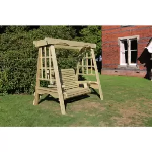 image of The Cottage Wooden Garden Swing - Sits 2, wooden garden swinging seat hammock