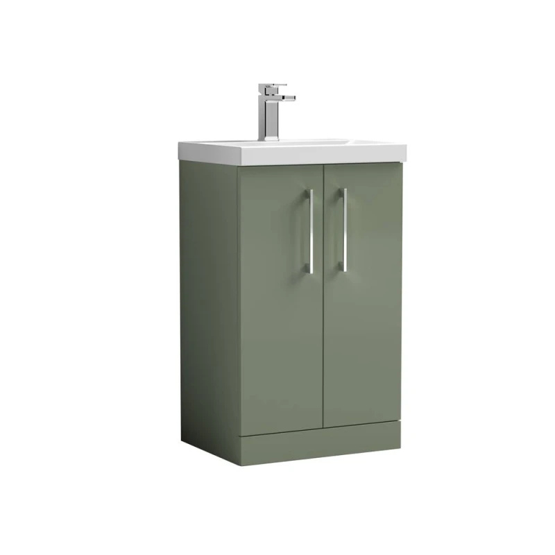 Image of Balterley Modern Bathroom 2 Door Vanity Unit Basin, Satin Green, 500mm in Green Green Unisex