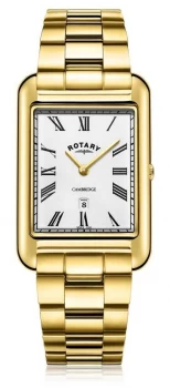 image of Rotary Mens Gold Plated Bracelet White Dial GB05283/ Watch