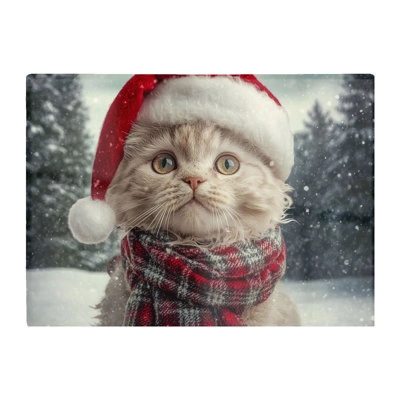 Image of Warren Reed Designer Christmas Selkirk Rex Glass Chopping Board