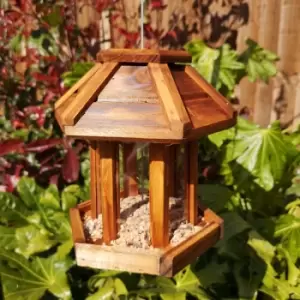 image of Tom Chambers Chartwell Wooden Hexagonal Garden Wild Bird Hanging Easy Fill Seed Feeder Table