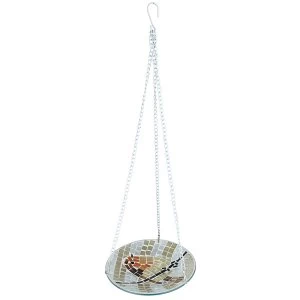 Image of Gardman Robin Mosaic Hanging Bird Bath - Cream