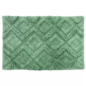 Image of The Linen Yard Diamond Tufted Bath Mat (One Size) (Green) - Green