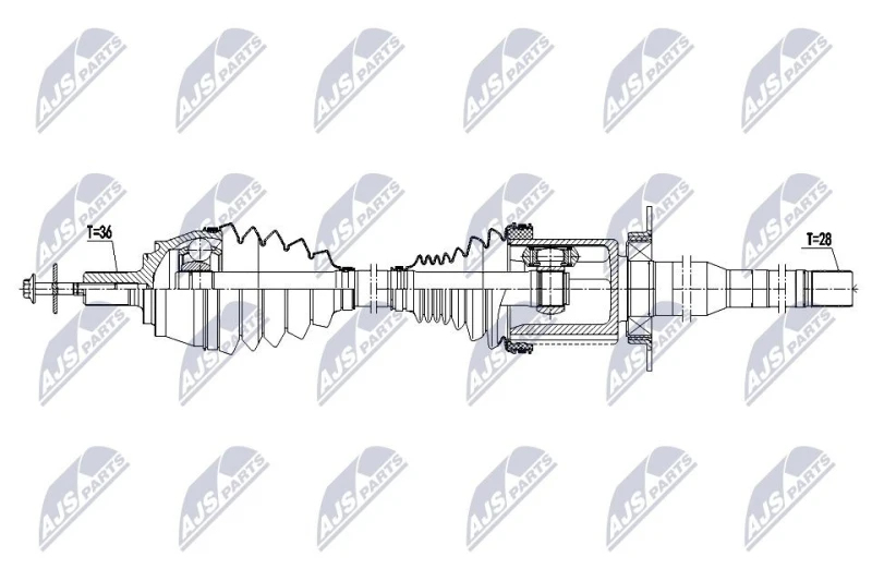 Image of NTY NPW-VV-165 Drive shaft Automatic Transmission, Front Axle Right Drive Shaft (13)