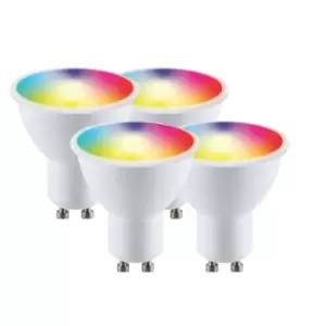 WiFi GU10 5.5 Watts LED Smart Bulb, RGB CCT 2700K-6500K, Dimmable, Pack of 4