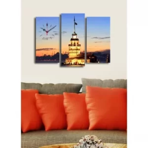 image of 3PATCS-19 Multicolor Decorative Canvas Wall Clock (3 Pieces)