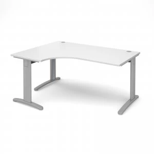 image of TR10 Deluxe Left Hand Ergonomic Desk 1600mm - Silver Frame White Top