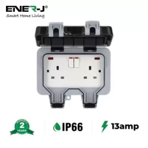 Image of ENER-J 2 Gang 13A Twin BS Sockets with Switch