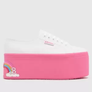 image of Superga 2802 barbie rainbow trainers in white & pink